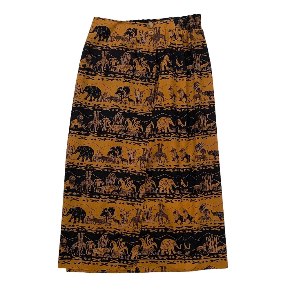 Vintage Women's Alexander Campbell Skirt size 8 Safari Jungle Elephant Giraffe
